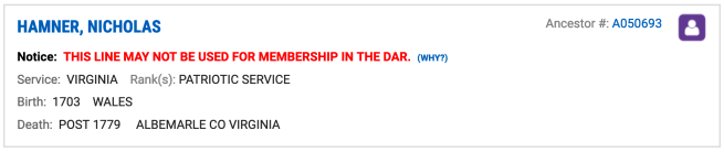 Nicholas Hamner DAR